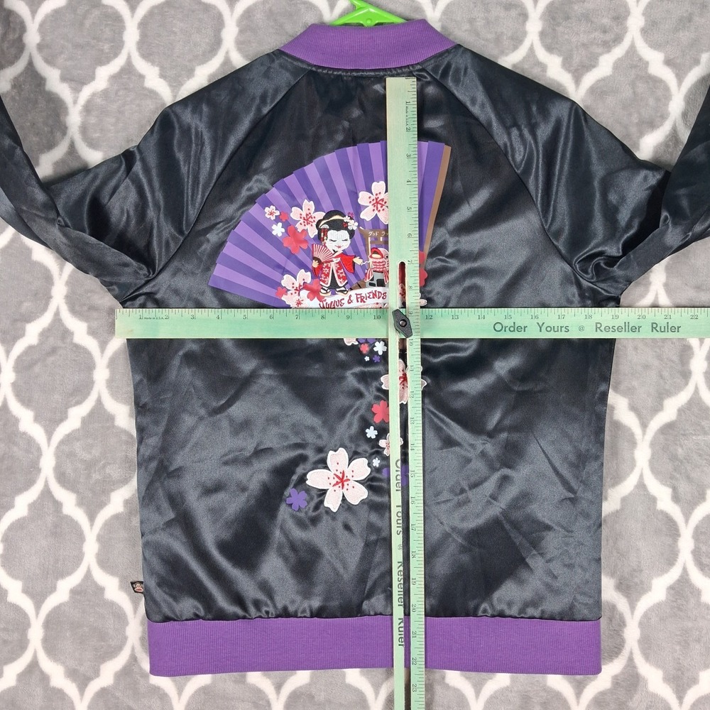 Paul Frank Kawaii Bomber Jacket Girls Medium Satin Purple Harajuku - Picture 4 of 15